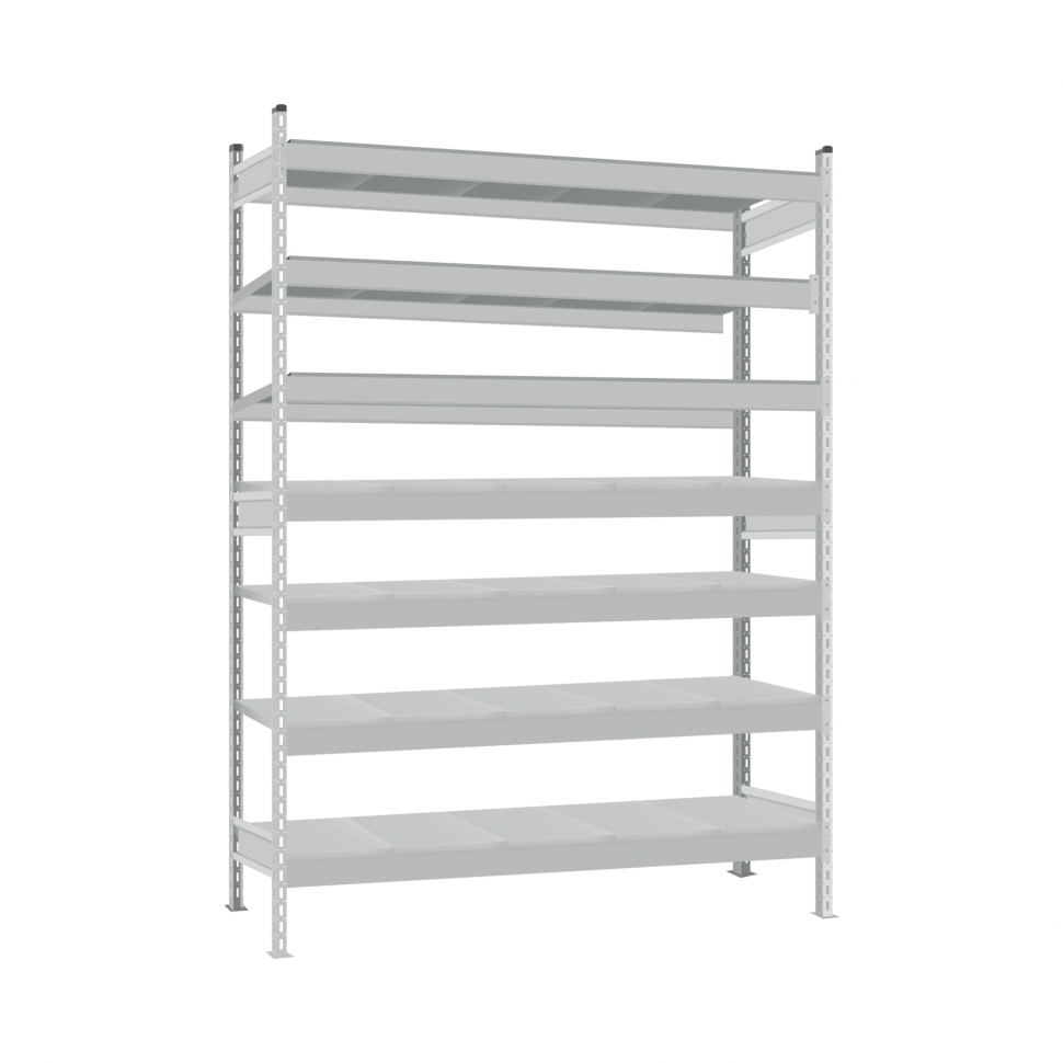 Стеллаж СТ-023 2200х1500х800 с 7 ярусами (рамы и настил - окрас) Стеллаж СТ-023 2200х1500х800 с 7 ярусами (рамы и настил - окрас)