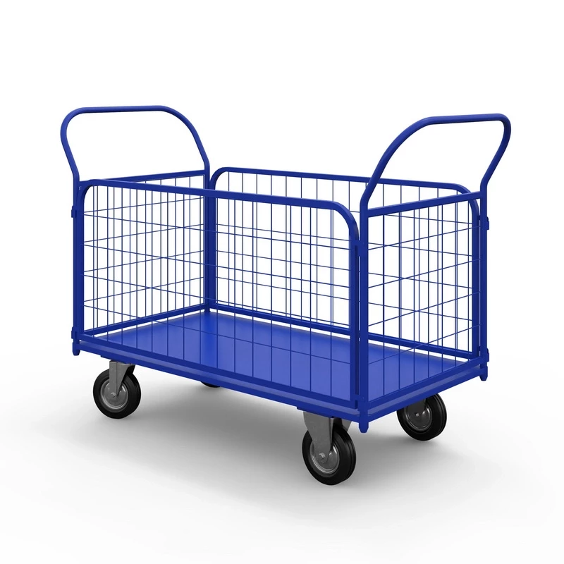 Тележка платформенная с сетчатыми бортами ТС 2 (г/п 450 кг, 900x600 мм, колеса черная резина 160 мм) Тележка платформенная с сетчатыми бортами ТС 2 (г/п 450 кг, 900x600 мм, колеса черная резина 160 мм)