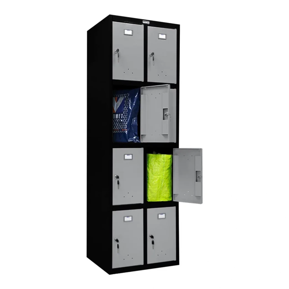 Шкаф металлический для личных вещей черный с сигнальным серым
