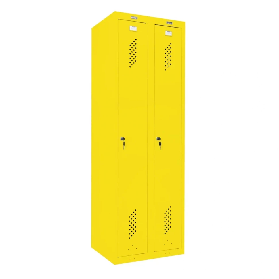 Шкаф металлический для рабочей спецодежды желтый