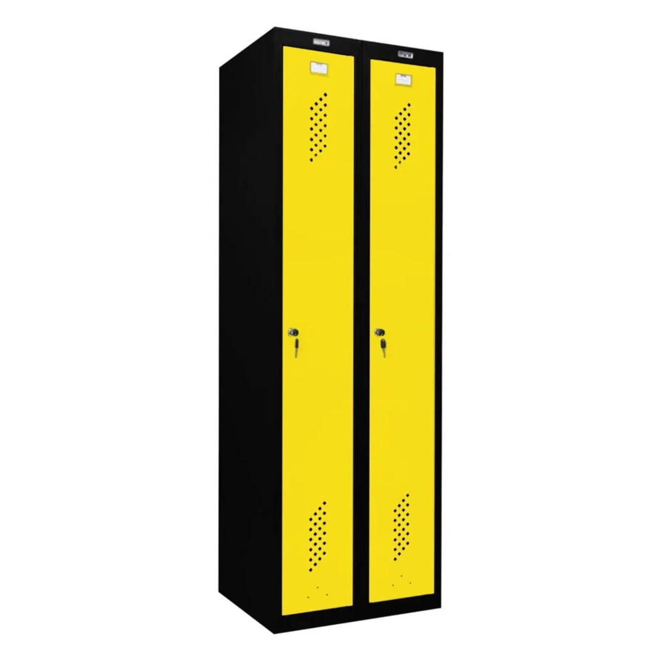 Шкаф металлический для рабочей спецодежды желтый