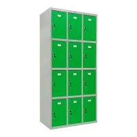 Шкаф металлический для сумок серый с зеленым