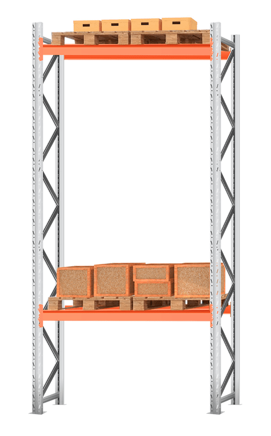 Стеллаж паллетный Лайт 4000х2200х1100 2 яруса (Р70.1.5Б120.1.5)
