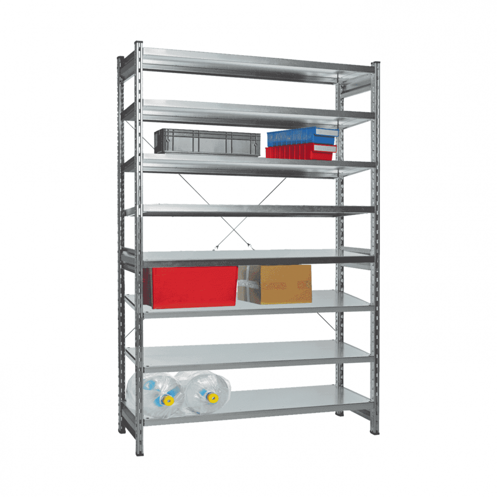 Стеллаж СТ-031 цинк 1855х1300х400 8 полок до 200 кг Стеллаж СТ-031 цинк 1855х1300х400 8 полок до 200 кг