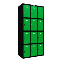 Шкаф металлический для сумок черный с зеленым