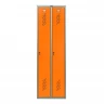 Шкаф металлический двухдверный серый с оранжевым