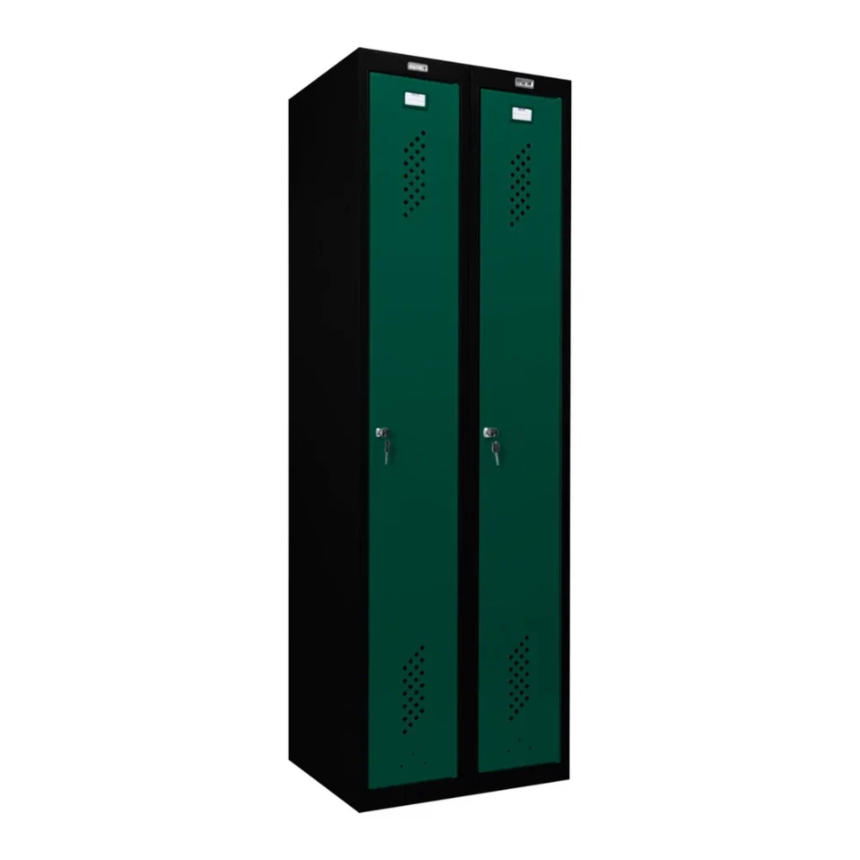 Шкаф металлический гардеробный черный с темно-зеленым