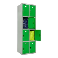Шкаф металлический для личных вещей серый с зеленым