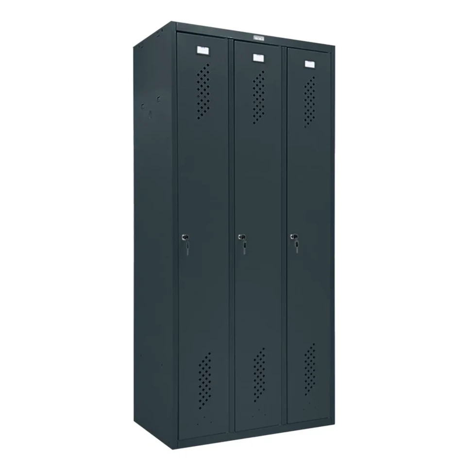 Шкаф металлический трехсекционный графит