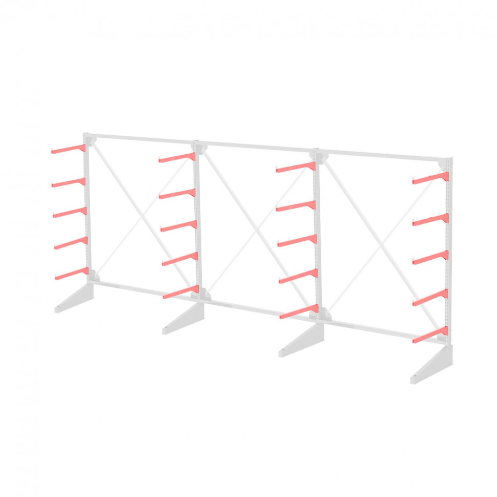 Стеллаж консольный односторонний Sortex 1920х4808х720 5 ярусов