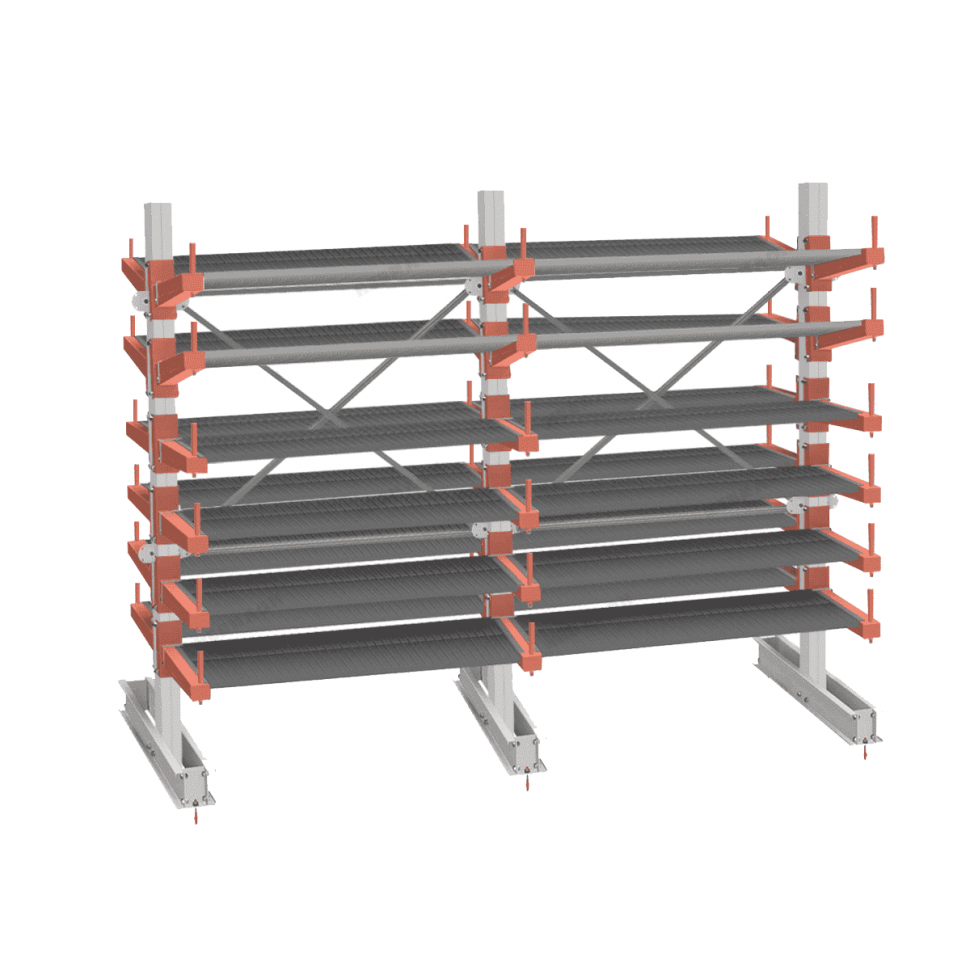 Стеллаж консольный СТ-062 2450х3160х1400 6 ярусов +ОН двухсторонний