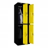 Шкаф металлический четырехдверный черный с желтым