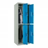 Шкаф металлический четырехдверный серый с голубым