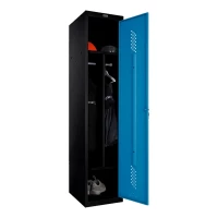 Шкаф металлический однодверный черный с голубым