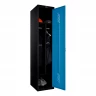 Шкаф металлический однодверный черный с голубым