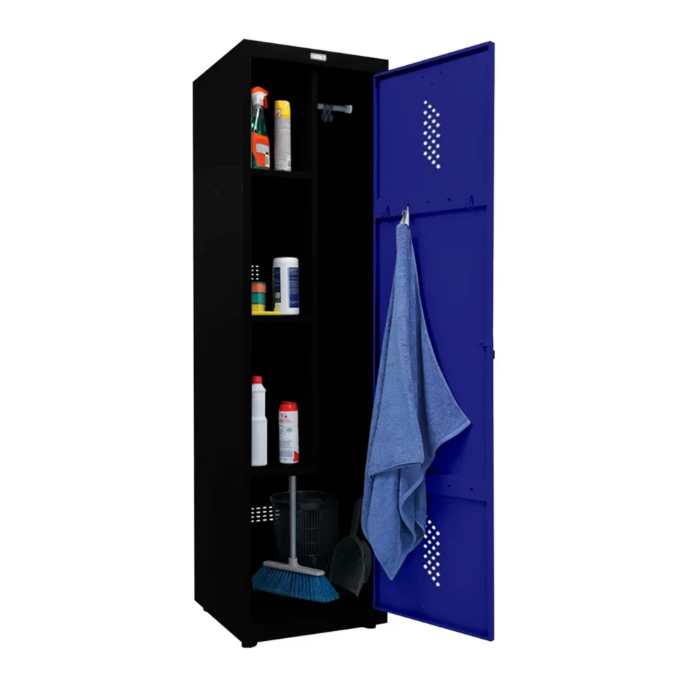 Шкаф металлический для инвентаря черный с синим