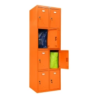 Шкаф металлический с дверцами и замком оранжевый