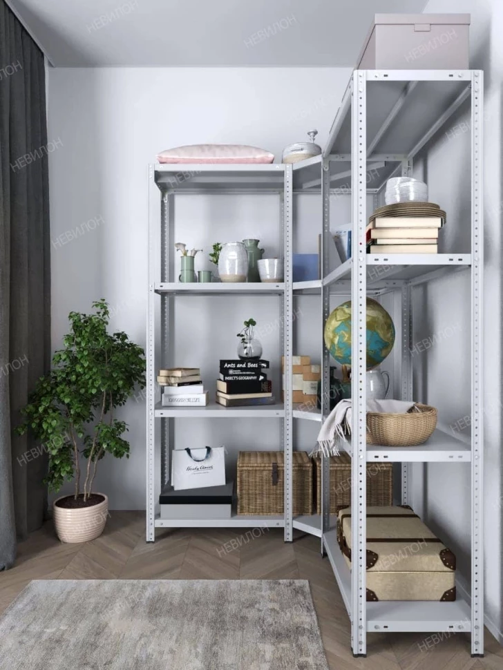 Стеллаж угловой МС 1500х1200х1200/300 мм 4 яруса