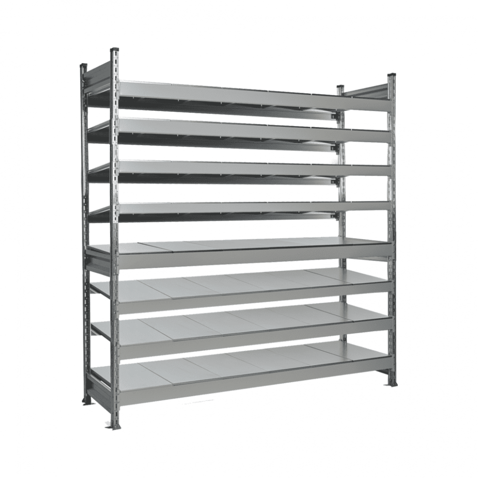 Стеллаж СТ-023 1800х1200х600 с 8 ярусами (рамы и настил - цинк)