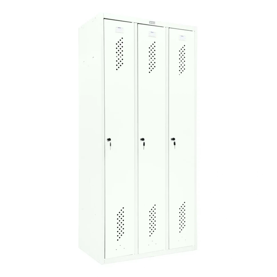 Шкаф металлический трехсекционный белый
