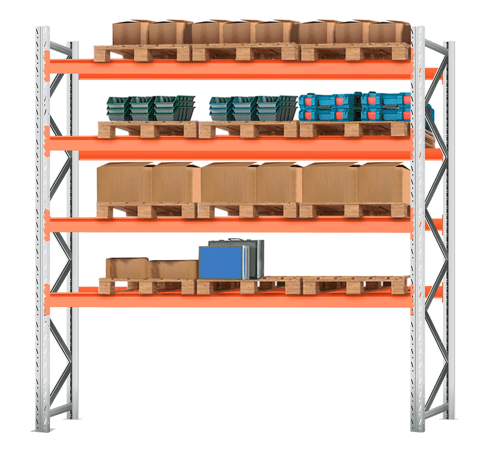 Стеллаж паллетный Лайт 3000х2700х1100 4 яруса (Р70.1.5Б120.1.5)