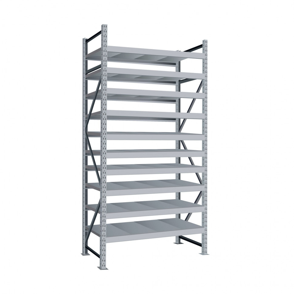 Стеллаж СТ-051 6000х1500х650 с 10 ярусами Стеллаж СТ-051 6000х1500х650 с 10 ярусами