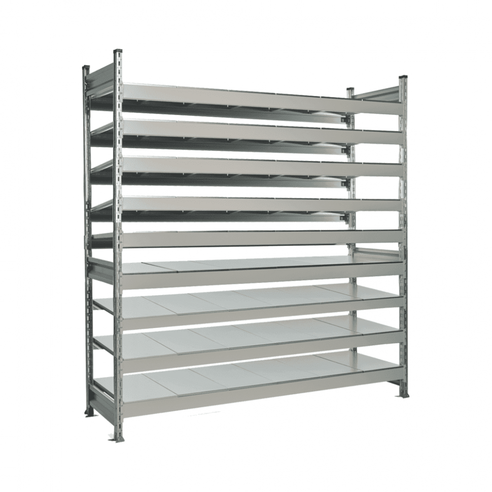 Стеллаж СТ-023 2500х1500х600 с 9 ярусами (рамы и настил - окрас) Стеллаж СТ-023 2500х1500х600 с 9 ярусами (рамы и настил - окрас)