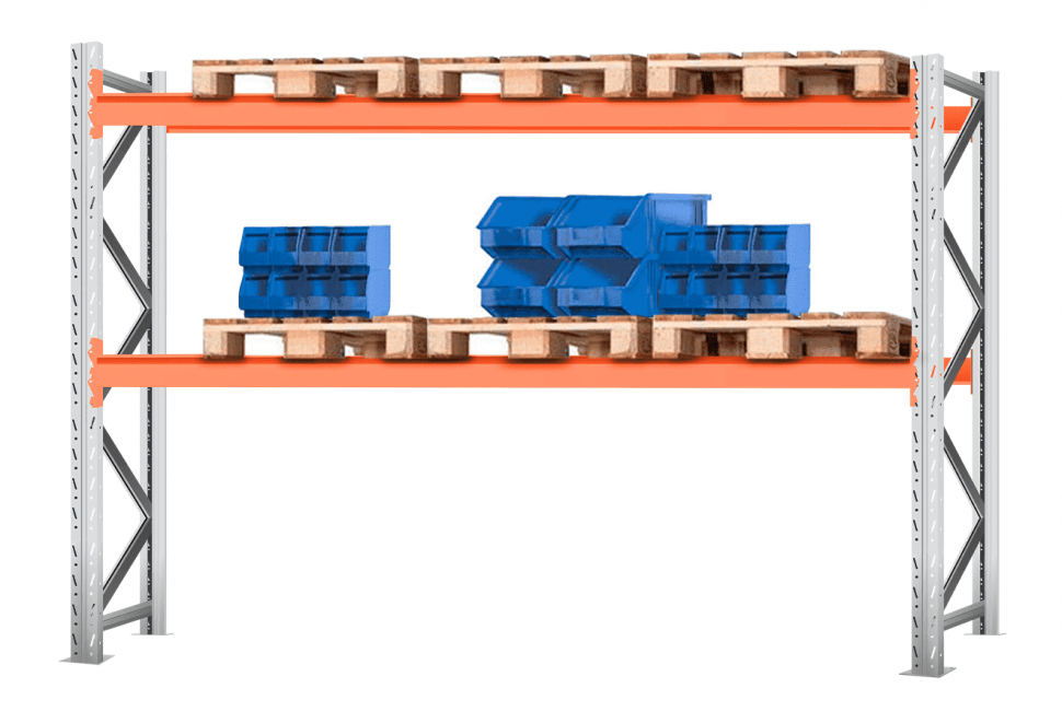 Стеллаж паллетный 2500х2700х1100 2 яруса (Р100.1.5Б120.2)