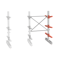 Стеллаж консольный СТ-062 2450х1660х1400 3 яруса двухсторонний, доп. секция