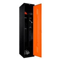 Шкаф металлический однодверный черный с оранжевым