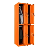 Шкаф металлический четырехсекционный оранжевый