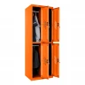 Шкаф металлический четырехсекционный оранжевый