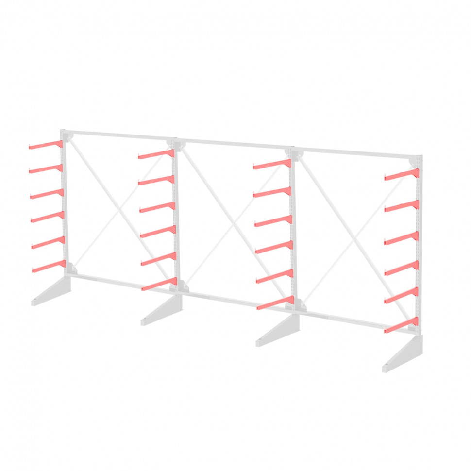 Стеллаж консольный односторонний Sortex 1920х4808х720 6 ярусов