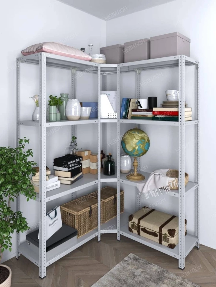 Стеллаж угловой МС 1800х1200х1200/300 мм 4 яруса