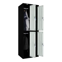 Шкаф металлический четырехдверный черный со светло-серым