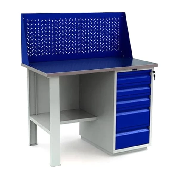 Верстак с экраном и ящиками в сарай WT120.F1/WD5.010