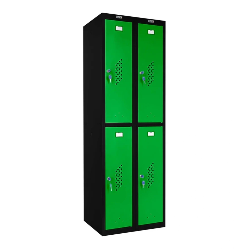 Шкаф металлический четырехдверный черный с зеленым