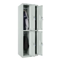 Шкаф металлический четырехсекционный светло-серый