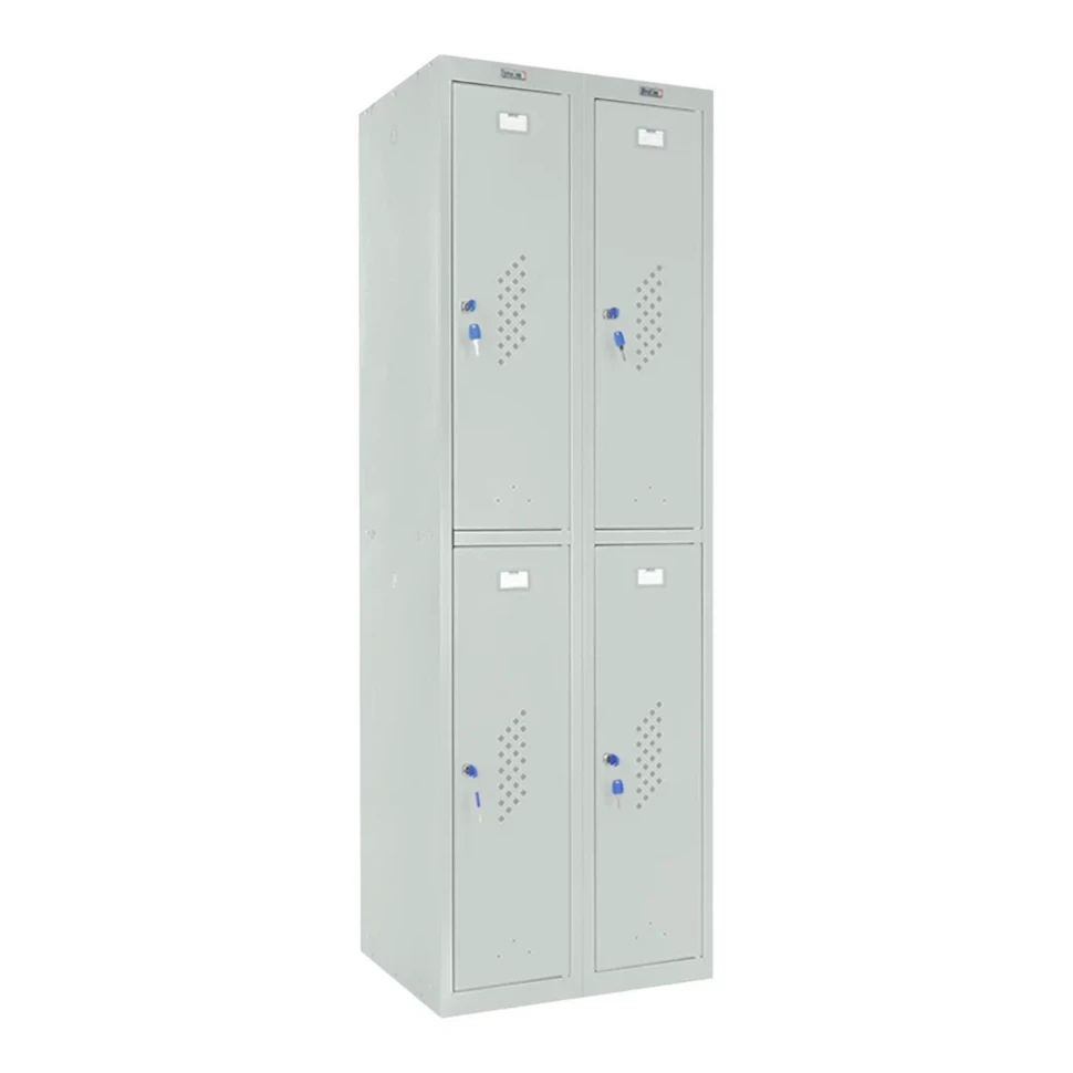 Шкаф металлический четырехсекционный светло-серый