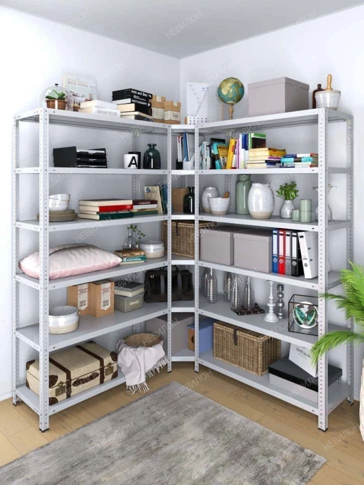 Стеллаж угловой МС 1800х1500х1500/300 мм 6 ярусов