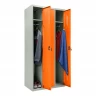 Шкаф металлический трехдверный серый с оранжевым