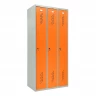 Шкаф металлический трехдверный серый с оранжевым