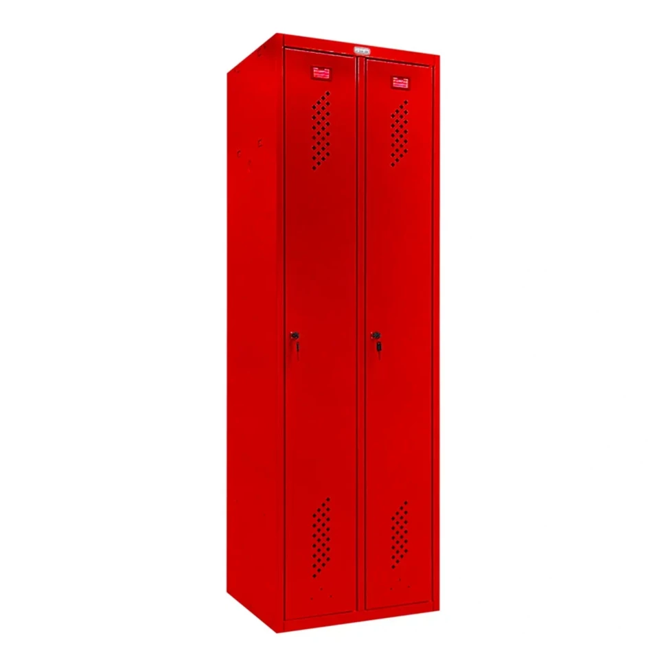 Шкаф металлический двухсекционный красный