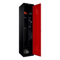 Шкаф металлический однодверный черный с красным