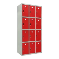 Шкаф металлический для сумок серый с красным