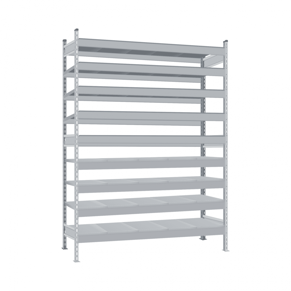 Стеллаж СТ-023 1800х1500х800 с 9 ярусами (рамы и настил - цинк) Стеллаж СТ-023 1800х1500х800 с 9 ярусами (рамы и настил - цинк)