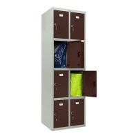 Шкаф металлический для личных вещей серый с коричневым
