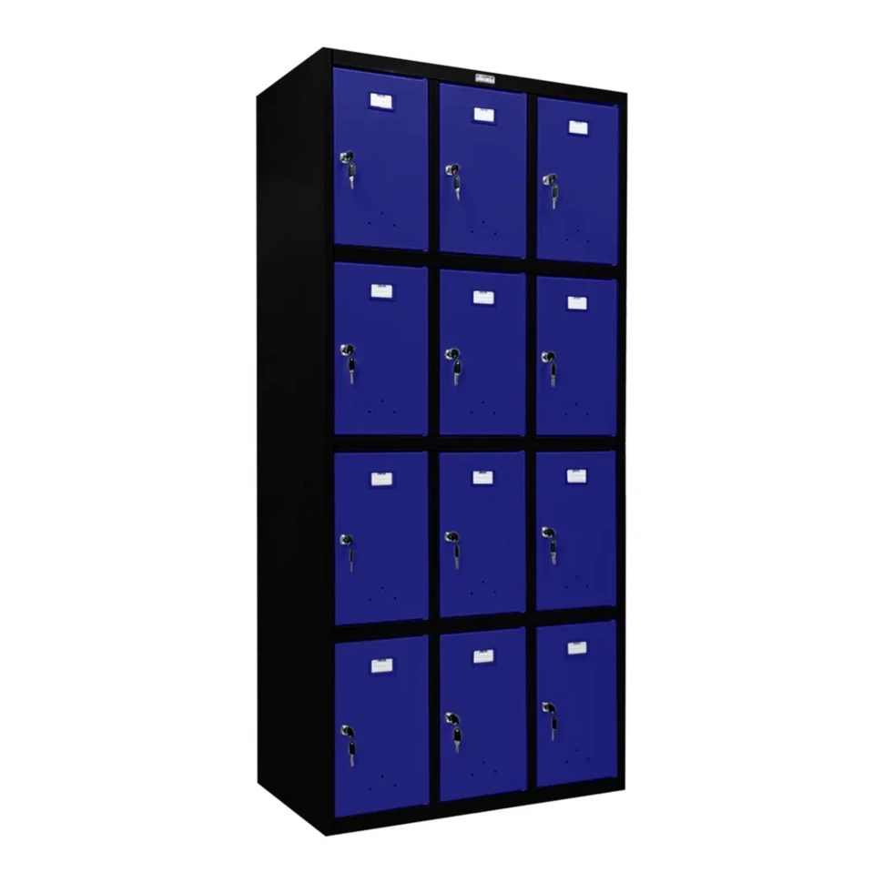 Шкаф металлический для сумок черный с синим