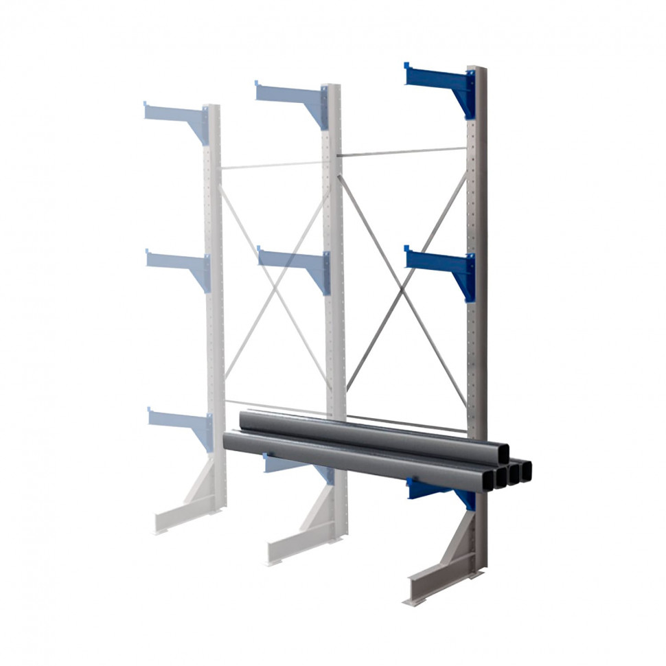 Стеллаж консольный односторонний КТр 4000х1740х1000 (800) 3 яруса ДС