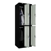 Шкаф металлический четырехдверный черный с серым